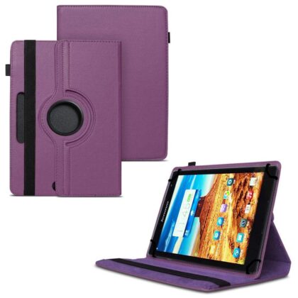 TGK 360 Degree Rotating Universal 3 Camera Hole Leather Stand Case Cover for Lenovo S8-50 8 inch Tablet-Purple