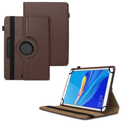 TGK 360 Degree Rotating Universal 3 Camera Hole Leather Stand Case Cover for Huawei Mediapad M6 8.4 – Brown