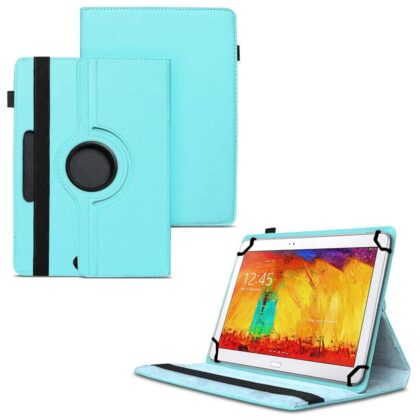 TGK 360 Degree Rotating Universal 3 Camera Hole Leather Stand Case Cover for Samsung Galaxy Note 10.1 Edtion 2014 Sm-P6000 Sm-P6010 Sm-P6050 Sm-P600 Sm-P601 Sm-P605-Sky Blue