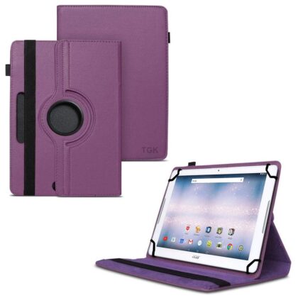 TGK 360 Degree Rotating Universal 3 Camera Hole Leather Stand Case Cover for Acer ONE 10 T4-129L Tablet 10 inch – Purple