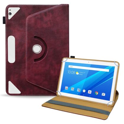 TGK Rotating Leather Flip Case Tablet Stand for Lenovo Tab P10 Cover 10.1 Inch Model Number TB-X705F / TB-X705L 2019 Released (Wine Red)