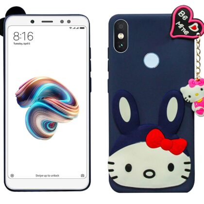 TGK Kitty Mobile Covers, Silicone Back Case Compatible for Redmi Note 5 Pro Cover (Dark Blue)