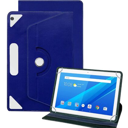 TGK Universal 360 Degree Rotating Leather Rotary Swivel Stand Case Cover for Lenovo Tab M10 HD X505X Cover TB-X505F TB-X505L TB-X505X TB-X605L TB-X605F 10.1 inch Tablet – Dark Blue