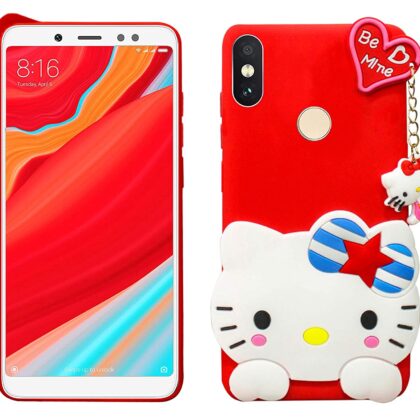 TGK Kitty Mobile Covers, Silicone Back Case Compatible for Redmi Y2 Cover (Red)