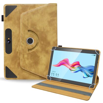TGK Rotating Leather Stand Flip Case for Swipe Slate 2 Tablet Cover 10.1-inch (Desert Brown)