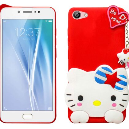 TGK Kitty Mobile Covers, Silicone Back Case Compatible for Vivo V5 Cover (Red)