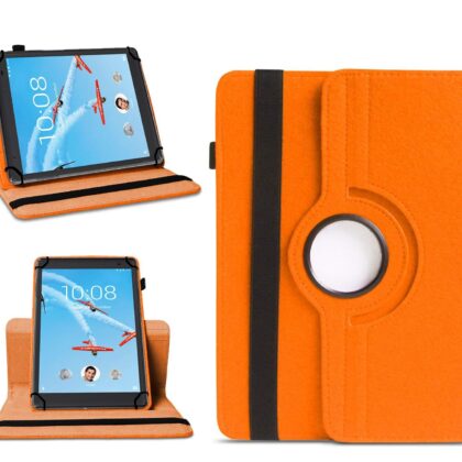 TGK 360 Degree Rotating Universal 3 Camera Hole Leather Stand Case Cover for Lenovo Tab 4 8 Plus TB-8704X / TB-8704F / TB-8704N 8 Inch Tablet -Orange