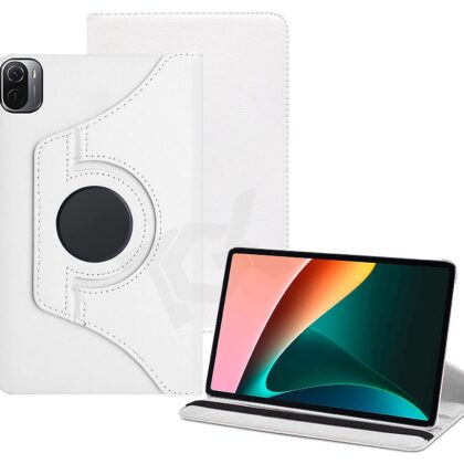 TGK 360 Degree Rotating Leather Smart Rotary Swivel Stand Case Cover for Xiaomi Mi Pad 5 11″ inch Tablet (White)
