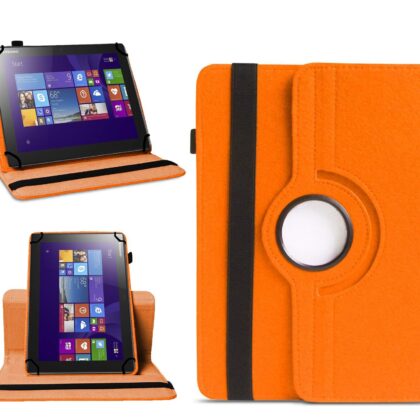 TGK 360 Degree Rotating Universal 3 Camera Hole Leather Stand Case Cover for Lenovo Ideatab MIIX 3-1030 Tablet PC 10.1 Inch – Orange