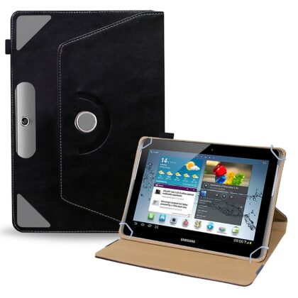 TGK Rotating Leather Stand Flip Case Compatible for Samsung Galaxy Tab 2 10.1 Cover (Black)