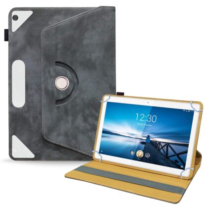 TGK Rotating Leather Flip Case Tablet Stand for Lenovo Tab M10 FHD REL Tablet Cover MODEL TB-X605LC TB-X605FC (Stone-Grey)