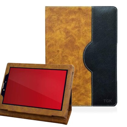TGK Genuine Leather Business Design Ultra Compact Slim Folding Folio Cover Case for iBall Avid 8 inch Tablet (Brown)