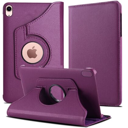 TGK 360 Degree Rotating Leather Smart Rotary Swivel Stand Case Cover for iPad Air 4 10.9 Inch 2020 4th Generation (Model: A2072/A2316/A2324/A2325) (Purple)