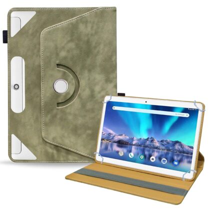 TGK Rotating Leather Stand Flip Case Compatible for Lava Magnum XL Tablet Cover 10.1 inch (Asparagus- Green)