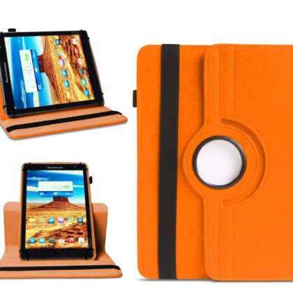 TGK 360 Degree Rotating Universal 3 Camera Hole Leather Stand Case Cover for Lenovo S8-50 8 inch Tablet-Orange