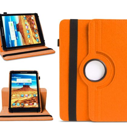 TGK 360 Degree Rotating Universal 3 Camera Hole Leather Stand Case Cover for Lenovo S8-50 8 inch Tablet-Orange
