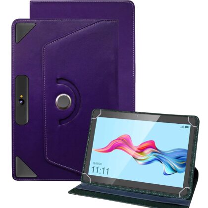 TGK Universal 360 Degree Rotating Leather Rotary Swivel Stand Cover for Swipe New Slate 2 Case 10.1 inch Tablet (Purple)
