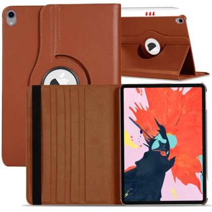 TGK 360 Degree Rotating Stand Magnetic Smart Flip (Auto Sleep/Wake Function) Case Cover for iPad Pro 11 Inch 2018 A1980, A1934, A2013 (Brown)