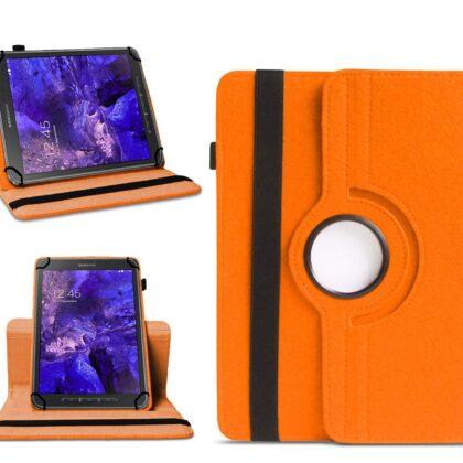 TGK 360 Degree Rotating Universal 3 Camera Hole Leather Stand Case Cover for Samsung Galaxy Tab Active SM-T365 8 inch-Orange