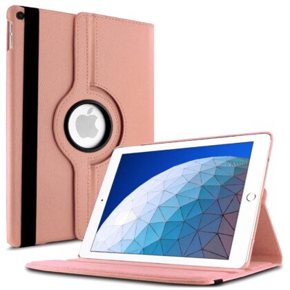TGK 360 Degree Rotating Auto Sleep Wake Function Leather Smart Case For iPad Air 3 10.5 Cover, Air 3rd Generation Model – A2152 A2123 A2153 A2154 – Rose Gold