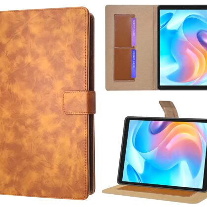 TGK Lightweight Business Design Leather Folio Flip Case Cover for Realme Pad Mini 8.68 inch Tablet (Brown)