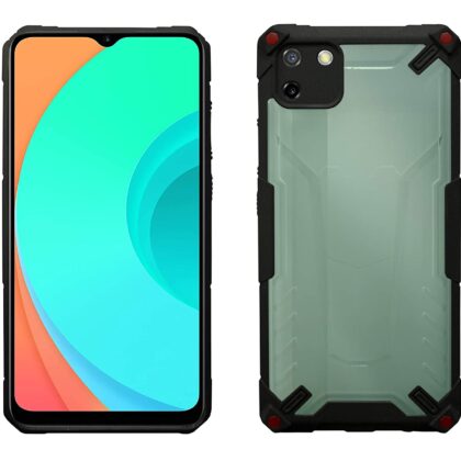 TGK Protective Hybrid Hard Pc with Shock Absorption Bumper Corners Back Case Cover Compatible for Realme C11 (Black)