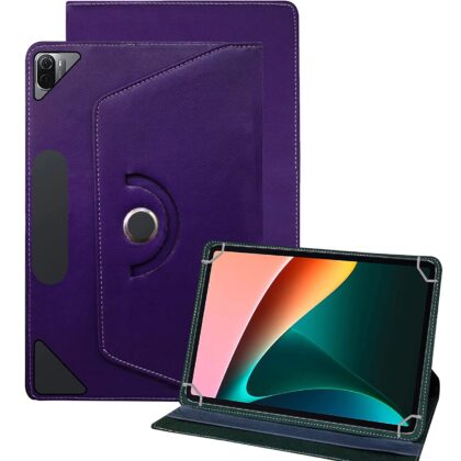 TGK Universal 360 Degree Rotating Leather Rotary Swivel Stand Case Cover for Xiaomi Mi Pad 5 11″ inch Tablet (Purple)
