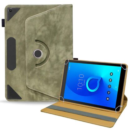 TGK Rotating Leather Tablet Stand Flip Case for Alcatel 1T 10 inch Tablet cover (Asparagus- Green)