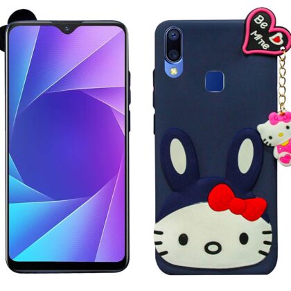 TGK Kitty Mobile Covers, Silicone Back Case Compatible for ViVO Y95 Cover (Dark Blue)