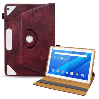 TGK Rotating Leather Flip Case Tablet Stand Cover for Lenovo Tab M10 10.1 Inch MODEL TB-X505X / TB-X505F / TB-X505L / TB-X605L / TB-X605F (Wine Red)