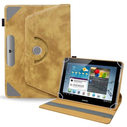 TGK Rotating Leather Stand Flip Case Compatible for Samsung Galaxy Tab 2 10.1 Cover (Desert Brown)