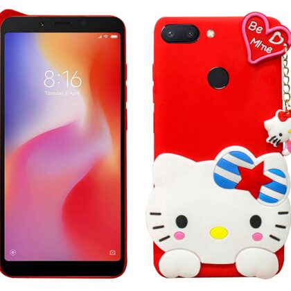 TGK Kitty Mobile Covers, Silicone Back Case Compatible for Xiaomi Redmi 6 | Mi Redmi 6 Cover (Red)
