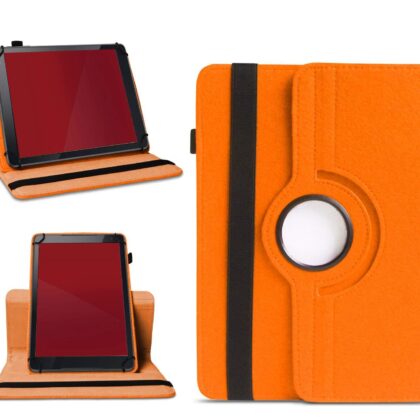 TGK 360 Degree Rotating Universal 3 Camera Hole Leather Stand Case Cover for iBall Slide Nova 4G Tablet (10.1 inch) (Orange)