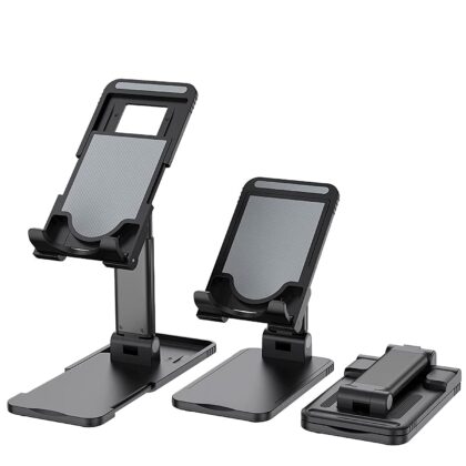 TGK Foldable & Adjustable Desktop Tablet/Phone Holder, Cell Phone Stand, Desktop Tablet Stand Compatible with Mobile Phone/iPad/Tablet (Black)