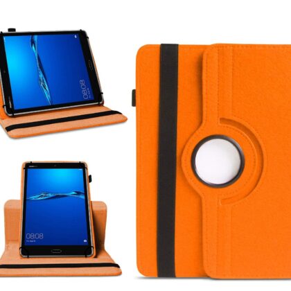 TGK 360 Degree Rotating Universal 3 Camera Hole Leather Stand Case Cover for Huawei Mediapad M3 Lite 8.0 Tablet-Orange