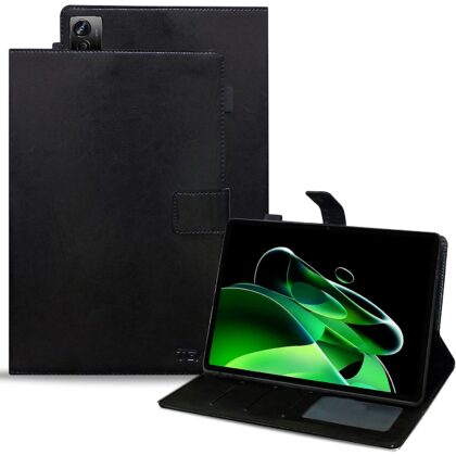 TGK Multi Protective Leather Case with Viewing Stand and Card Slots Flip Cover for Realme Pad X 11 inch Tab (Black)