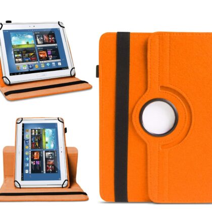 TGK 360 Degree Rotating Universal 3 Camera Hole Leather Stand Case Cover for Samsung Galaxy Note 10.1 GT-N8000 GT-N8010 GT-N8020 GT-N800-Orange