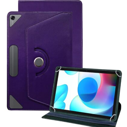 TGK Universal 360 Degree Rotating Leather Rotary Swivel Stand Case Cover for Realme Pad 10.4 inch Cover Model [RMP2102/ RMP21023] (Purple)