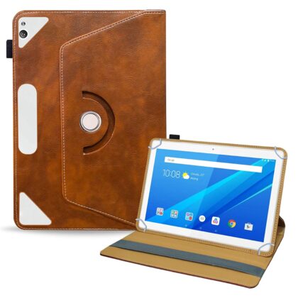 TGK Rotating Leather Flip Case Tablet Stand for Lenovo Tab P10 Cover 10.1 Inch Model Number TB-X705F / TB-X705L 2019 Released (Amber-Orange)