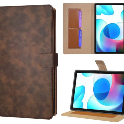TGK Lightweight Business Design Leather Flip Stand Case Cover for Realme Pad 10.4 inch Tablet [RMP2102/ RMP21023] Dark Brown