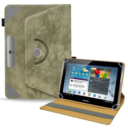 TGK Rotating Leather Stand Flip Case Compatible for Samsung Galaxy Tab 2 10.1 Cover (Asparagus- Green)