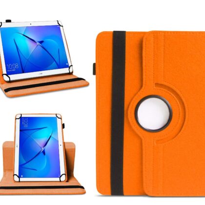 TGK 360 Degree Rotating Universal 3 Camera Hole Leather Stand Case Cover for Honor MediaPad T3 10 9.6 inch Tablet-Orange