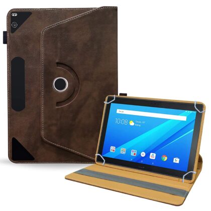 TGK Rotating Leather Flip Stand Case for Lenovo Tab 4 10 Plus Cover 10.1 inch Tablet (Dark Brown)