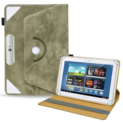 TGK Rotating Tablet Stand Leather Flip Case Compatible for Samsung Galaxy Note 10.1 Cover (2012 Edition) Asparagus- Green