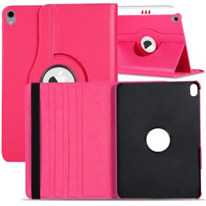 TGK 360 Degree Rotating Leather Auto Sleep Wake Function Smart Case Cover for iPad Pro 12.9 inch 3rd Gen 2018 Model A1876 A2014 A1895 A1983 (Hot Pink)