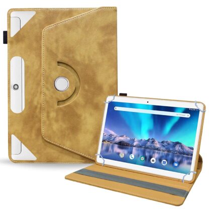TGK Rotating Leather Stand Flip Case Compatible for Lava Magnum XL Tablet Cover 10.1 inch (Desert Brown)
