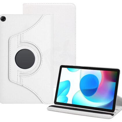 TGK 360 Degree Rotating Leather Stand Case Cover for Realme Pad 10.4 inch (White)