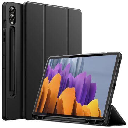 TGK Flip Cover for Samsung Galaxy Tab S7 Plus 12.4 inch Tablet (Black, Dual Protection, Pack of: 1)