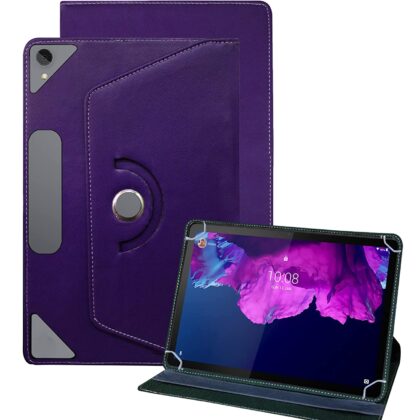 TGK Universal 360 Degree Rotating Leather Rotary Swivel Stand Case for Lenovo Tab P11 Cover 11 inch Tablet (Purple)