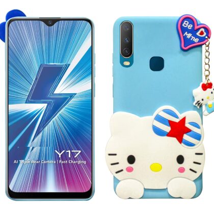 TGK Kitty Mobile Covers, Silicone Back Case Compatible for Vivo Y17 / Y12 / Y15 / U10 Cover (Sky Blue)